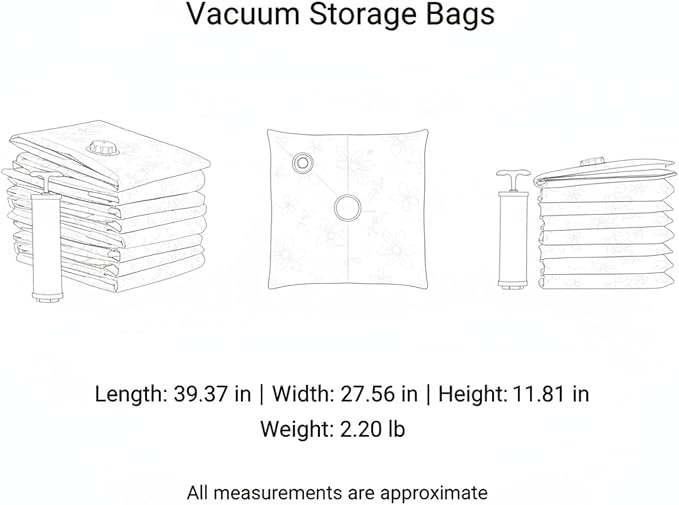 Vacuum Storage Bags, Reusable PET/PE Compression Sacks for Bedding and Clothes, Blue (1 PC)