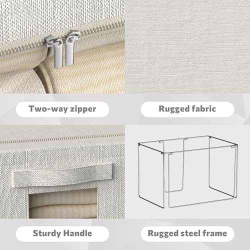 FHSQX 6 Pack Clothes Storage Bins,Lvory White, 15.7x11.8x11.8inch(36L)