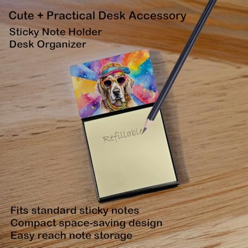 Caroline's Treasures Weimaraner Hippie Dawg Sticky Note Holder Refillable Dispenser Self-Sticky Note Pads, Memo Pads Blank Desk Accessories