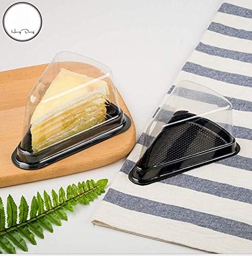 Set of 50 Cake Slice Container Cheesecake Cake Slice Container,black | Transparent Plastic Cakes Box Holder