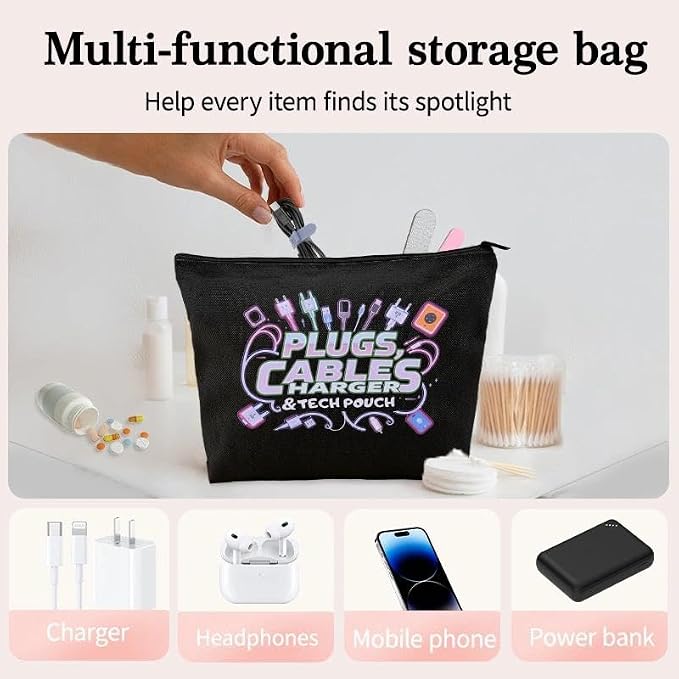 Plug Cable Charger Tech Pouch Charging Cable Organizer Travel Bag Small Usb Wire Storage Bag Earphone Case Pouch Silicone Cord Ties for Electronics Cell Phone Charger Bags for Men Women Charge Wrap