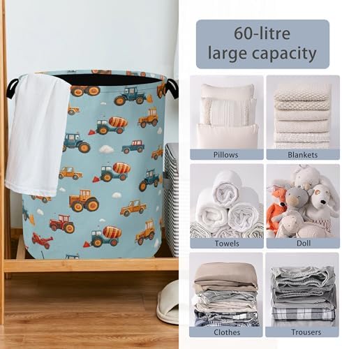 Cute Cars Laundry Basket,Foldable Oxford Cloth Tote Bag Laundry Hamper Clothes Storage Bucket Organizer for Bedroom Laundry Storage Dormitories 16" x 20.8"
