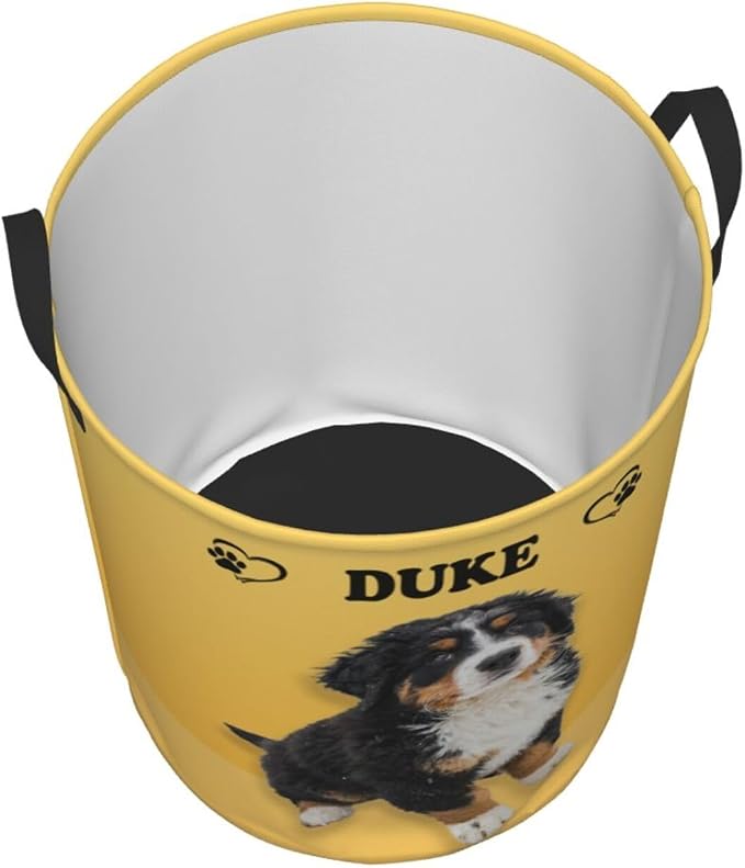 Personalized Large Dog Toy Storage Basket Bin Collapsible Custom Pet Stuff Box Chest Container for Living Room Organizer for Dog Toys,Dog Food,Blankets,Clothing (Yellow)