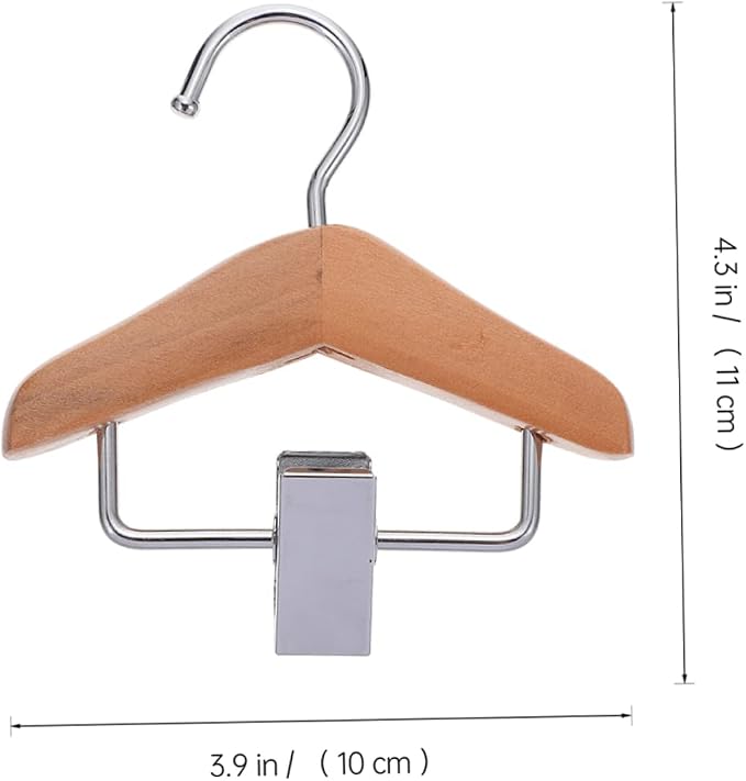 KESYOO 2pcs Wooden PET Apparel Hanger Dog Clothing Hanging Rack Clips Puppy Dress Pants Storage Organizer