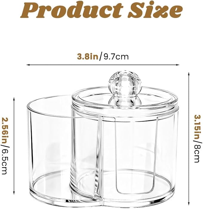 Qtip Holder Dispenser, Dual Compartment Cotton Swab Organizer | Clear Dual Compartment Organizer With Dustproof Lid For Cotton Swabs And Pads, Helping Keep Bathroom Countertops Neat