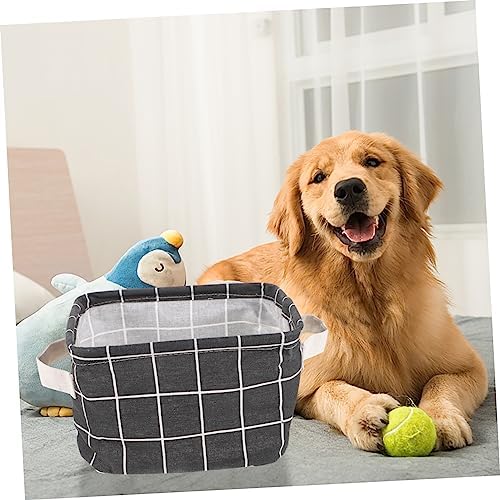 Mipcase 2pcs Cotton Linen Storage Basket for Sundries Pet Toys and Cosmetics Portable Organizer with Handles for Home Office and Bedroom