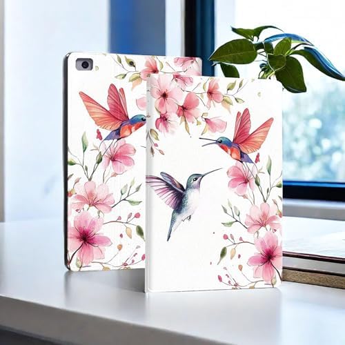for Microsoft Surface Pro X/Pro X Plus-13 2019/2020/2021/2024 Tablet Case,Auto Wake/Sleep,Adjustable Stand Protective Cover - Hummingbird Flower