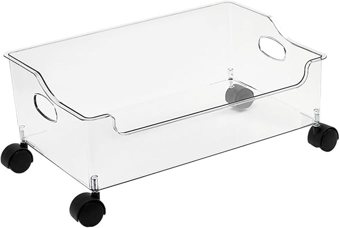 Portable Rolling Book Box Efficient Magazine Storage Organizer with Wheels for High School Students Classic Textbook Arrangement Can, Made From PET