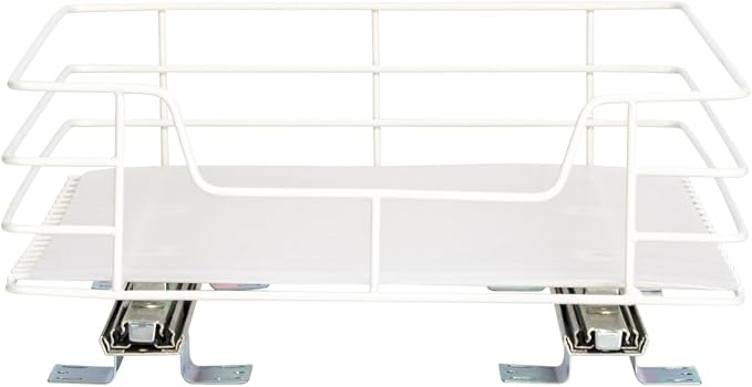 Household Essentials Painted Steel Pull-Out Pantry Basket, White