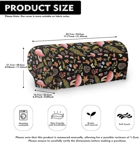 Mushroom Arm Covers for Couch Black Couch Arm Covers for Sofa 2 Pack Soft Furniture Protector Stretch Sofa Arm Covers Protect and Decorate Your Sofa