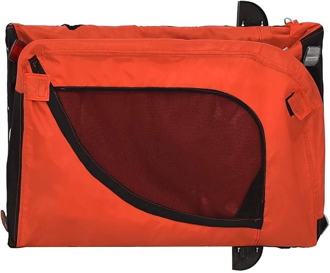Pet Bike Trailer for Small Dogs, Foldable Bicycle Cargo Trailer with Mesh Windows and Reflectors, Sturdy Iron Frame Oxford Fabric Carrier, 49.2 x 24.8 x 26.0 in
