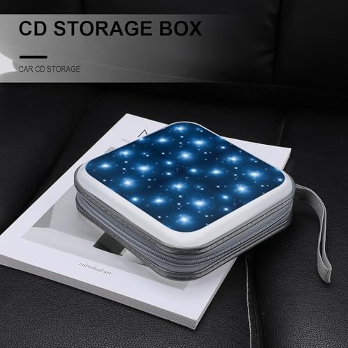 Portable 40-Capacity DVD Storage Binder Space Galaxy, Hard Case CD Holder with Zipper, Organizer for Music Movies Game Discs