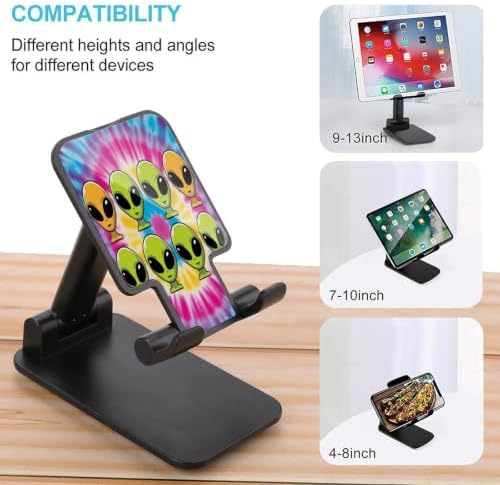 Aliens Tie Dye Cell Phone Stand with Flexible View Angles | Adjustable, Desktop Accessories, Phone Holder, Compatible with 4"-13" Devices, home use