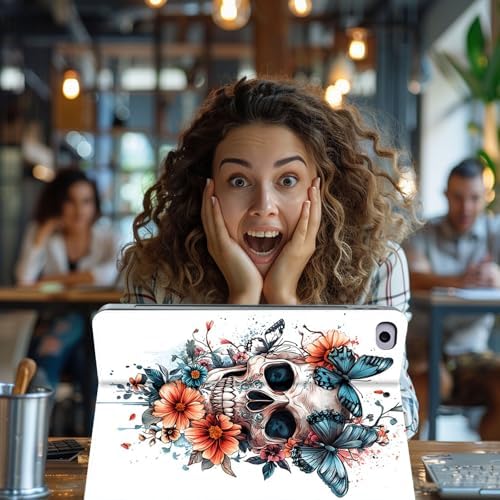 for Microsoft Surface Pro 11/10/9-13" 2024/2022 Tablet Case,Auto Wake/Sleep,Adjustable Stand Protective Cover - Skull Butterfly