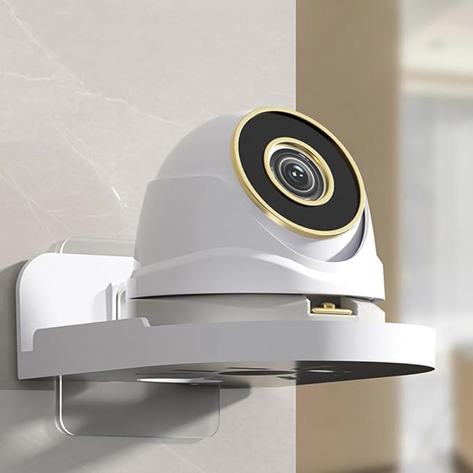 2pcs Wall Mount Security Camera Shelf Monitor Holder Small Floating Storage Rack White for Bathroom Kitchen Organization
