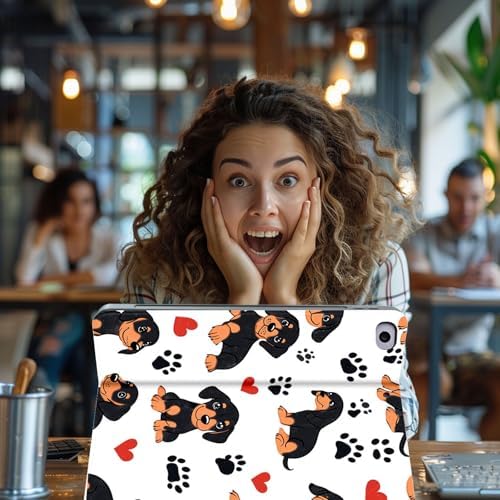 for Microsoft Surface Go 4/3/2/1-10.5" 2021 Tablet Case,Auto Wake/Sleep,Adjustable Stand Protective Cover - Cute Pet Dog Black Dachshund