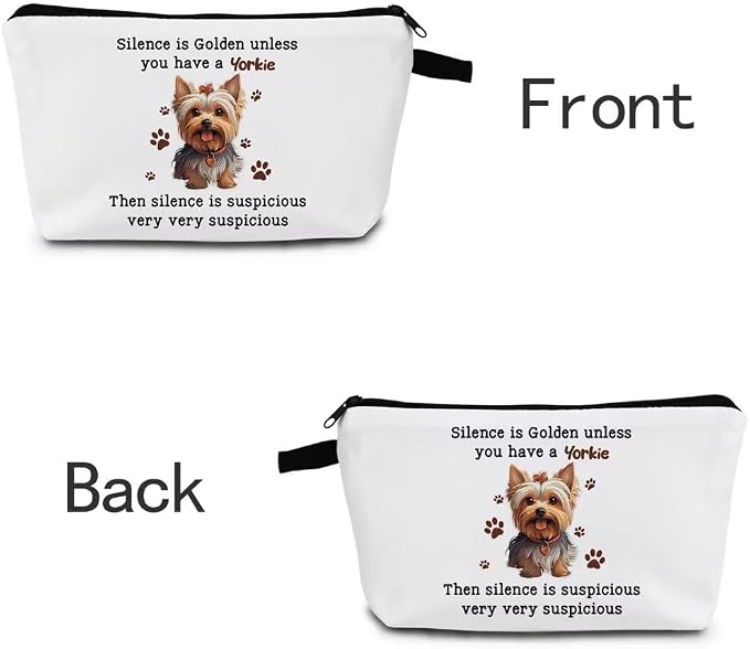 Yorkie Lover Makeup Bag Yorkie Gift For Dog Lover Yorkie Mom Gift Zipper Makeup Bag