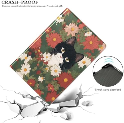 for Samsung Tab A9 Plus/A9+ 10.9 Inch 2023 (SM-X210/X216/X218) Tablet Case,Premium Leather Folio Stand Auto Wake/Sleep,Multiple Viewing Stand,Cute Cat in Garden