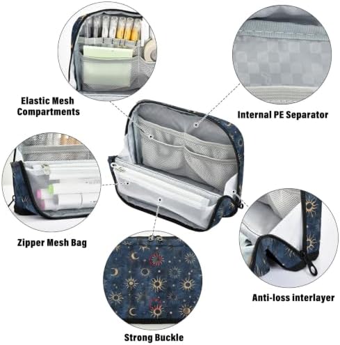 Celestial Suns Moons Stars Pencil Case for Kids Girls Boys | Large Pencil Pouch Pen Bag Holder with Big Capacity
