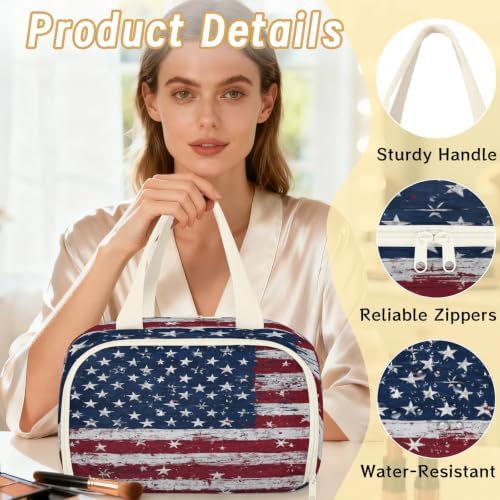 American Flag Travel Toiletry Bag for Women