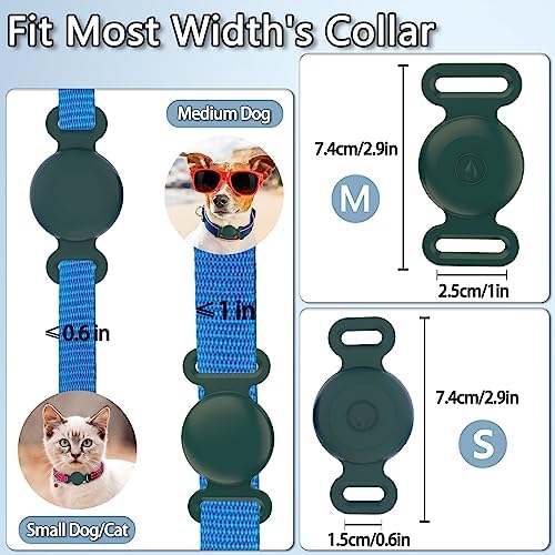 Waterproof Dog Collar with Airtag (1st & 2nd Gen) Holder, 1 Pack | Lightweight Silicone Hidden AirTag Holder for Dog Collar, Anti-Lost AirTag Case for Pet Cat Dog (Dark Green)