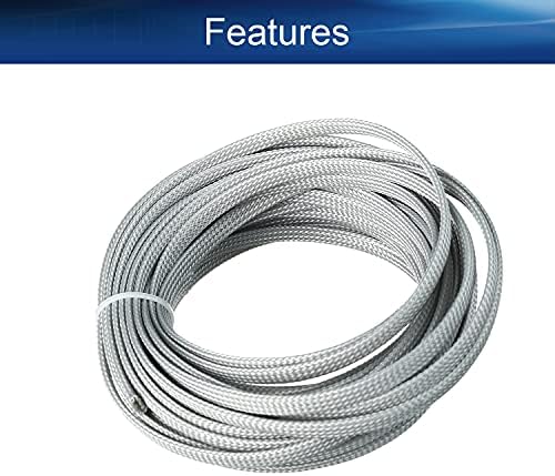 Bettomshin 1Pc 32.8Ft(10m) Cable Management Sleeve, 1/4"(6mm) Width PET Grey Cord Protector, Wire Loom Tube Insulated Split Sleeving for USB Cable Power Cord Organizer Video Cable Hider