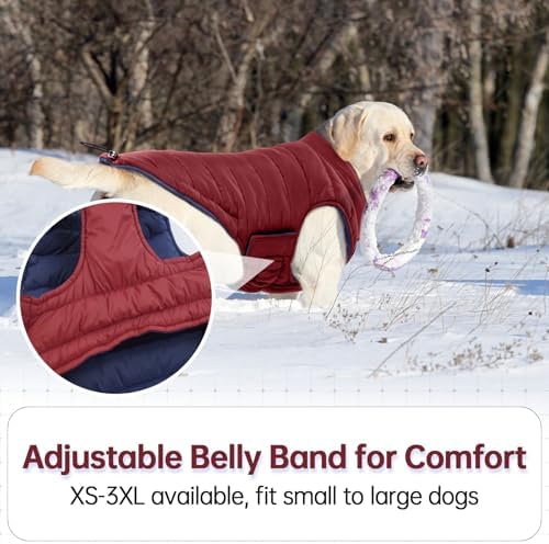Lelepet Reversible Dog Coat Windproof Dog Jacket Lightweight Puffer Vest