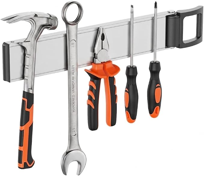 Double Sided Magnetic Tool Holder Heavy Duty,12 Inch Rust-Resistant Magnetic Tool Bar with a Quick- release Handle, Magnetic Tool Organizer Strip for Garage, Workshop, Jobsite, Shed and Kitchen