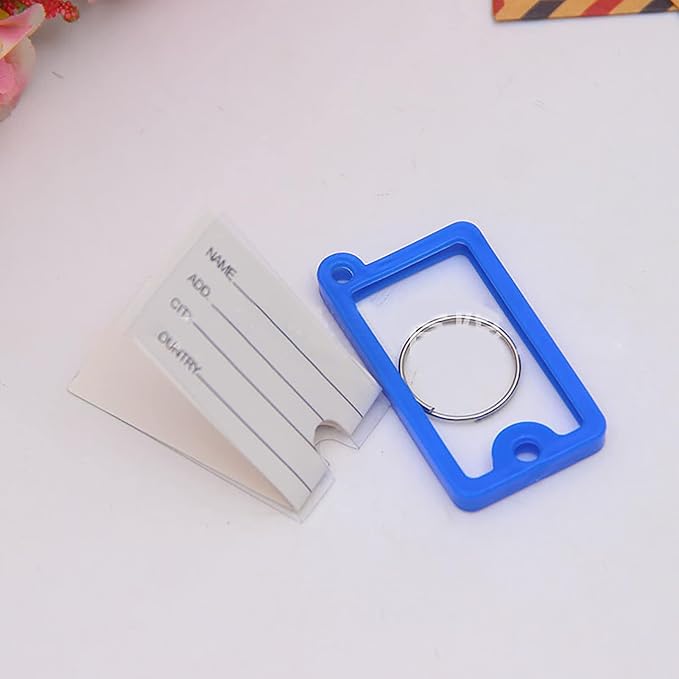 72PCS Plastic Key Tags, Colorful PP Key Labels with Circle and Label Window, Easy Recording Name Key Chain Key Identifiers for Pet Bag Clothes