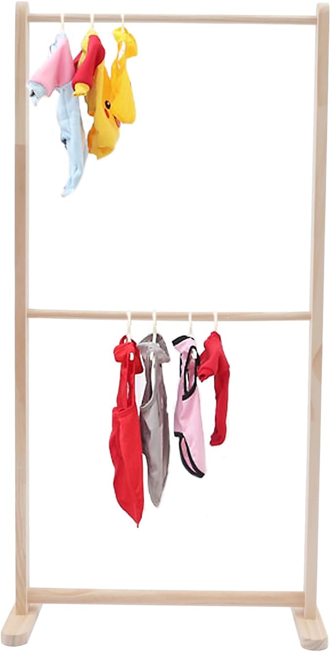 Retail Garment Display Stand, Children Pet Clothing Garment Display Rack, Removable Cross Bar, Stainless Steel Screws, 22'', Wooden