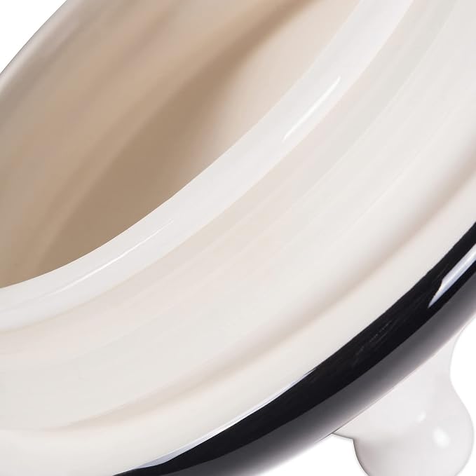 Bone Dry Dog Bone Ceramic Pet Bowl & Canister, Canister, 5.5x5.5x8.25, Black/White