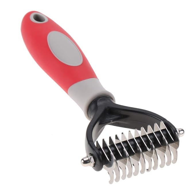 Deshedding Dog Brush, Cat Brush Dog Brush for Shedding Dog Rake Double Sided Undercoat Rake Comb for Detangling, Deshedding Pet Grooming Brush for Small, Medium Dogs and Cats