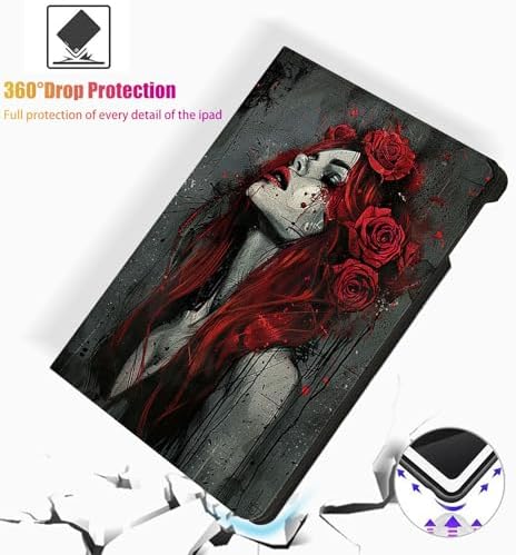 for Microsoft Surface Pro 11/10/9-13" 2024/2022 Tablet Case,Auto Wake/Sleep,Adjustable Stand Protective Cover - Rose Girl Dark Art