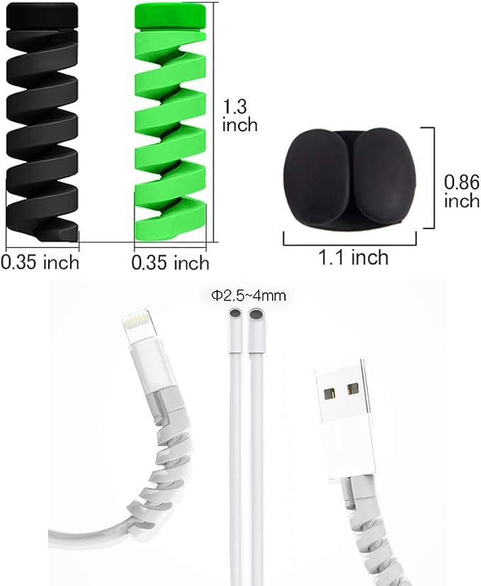 36 PCS Cable Protectors for iPhone iPad Charger End Cord Savers with 2 Desk Cable Clips, VIWIEU Spiral USB Wire Protector for Headphone MacBook Laptop Earphone Cell Phone Cute Cable Wrap Accessories