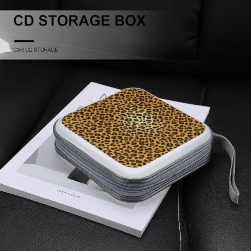 DVD Holder Case Leopard Print 40 Capacity Hard Shell CD Organizer Box | Disc Storage Binder Leopard Print Protective DVD Organizer Wallet for Music Movie Game