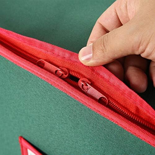 Sattiyrch Christmas Ornament Storage Box,Canvas Stores up-to 64 Standard Holiday Ornaments Holder,12 x 12 Inch 4 Layer Xmas Storage Containers,Green