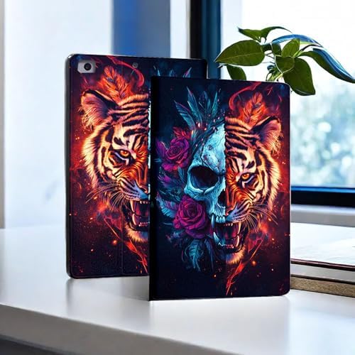 for Microsoft Surface Pro 8-13" 2021 Tablet Case,Auto Wake/Sleep,Adjustable Stand Protective Cover - Tiger Skull