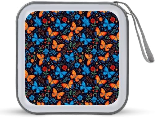 CD Holder Butterflies 40 Capacity Protective Disc Storage Case | Hard Plastic, Butterfly Animal Butterflies CD DVD Organizer Wallet Portable for Car Home Office Travel