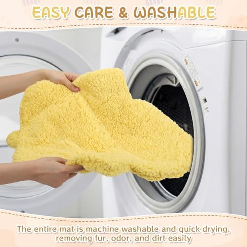 3 Pack Self Warming Pet Bed Leaf Shape Self Heating Cat Dog Mat Washable Thermal Sleeping Pad for Indoor Outdoor Hedgehog, Bunny, Sugar Glider, Rat, Chinchilla(Light Yellow,Medium-18 x24)