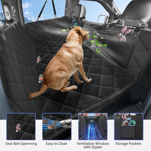 Hard Bottom Dog Truck Seat Cover for Crew Cab Trucks with Blanket