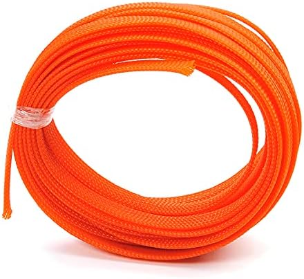Bettomshin 1Pc 16.4Ft(5m) Cable Management Sleeve, 3/8"(10mm) Width PET Orange Cord Protector, Wire Loom Tube Insulated Split Sleeving for USB Cable Power Cord Organizer Video Cable Hider