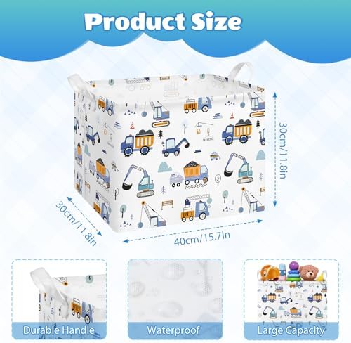 Collapsible Storage Basket Collapsible Fabric Laundry Basket with Handles | Spacious 15.7"×11.8"×11.8" size Folding Design Easy to Store Sturdy Fabric with Reinforced Handle Easy to Clean