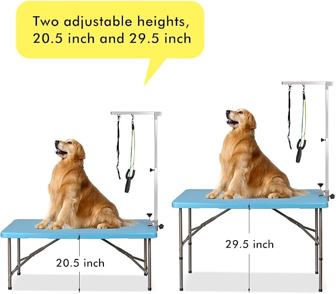 46" Large Dog Grooming Table for Large Dogs | Foldable Pet Grooming Station, Adjustable Height, Portable Drying Table, With Arm Noose for Dogs Cats ﻿