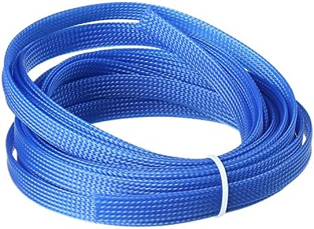 Bettomshin 1Pc 16.4Ft(5m) Cable Management Sleeve, 3/8"(10mm) Width PET Blue Cord Protector, Wire Loom Tube Insulated Split Sleeving for USB Cable Power Cord Organizer Video Cable Hider