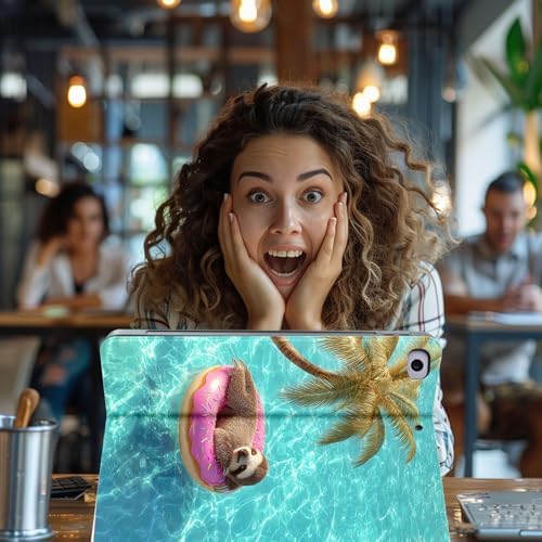 for Microsoft Surface Pro 8-13" 2021 Tablet Case,Auto Wake/Sleep,Adjustable Stand Protective Cover - Cute Sloth Donut Pool