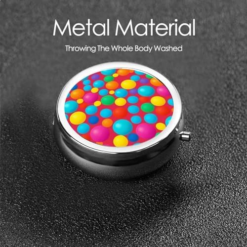 Blue Polka Dot Pattern Printed Pill Organizer,Round Travel Pill Organizer Mini Medicine Pill Box for Purse Iron Plating