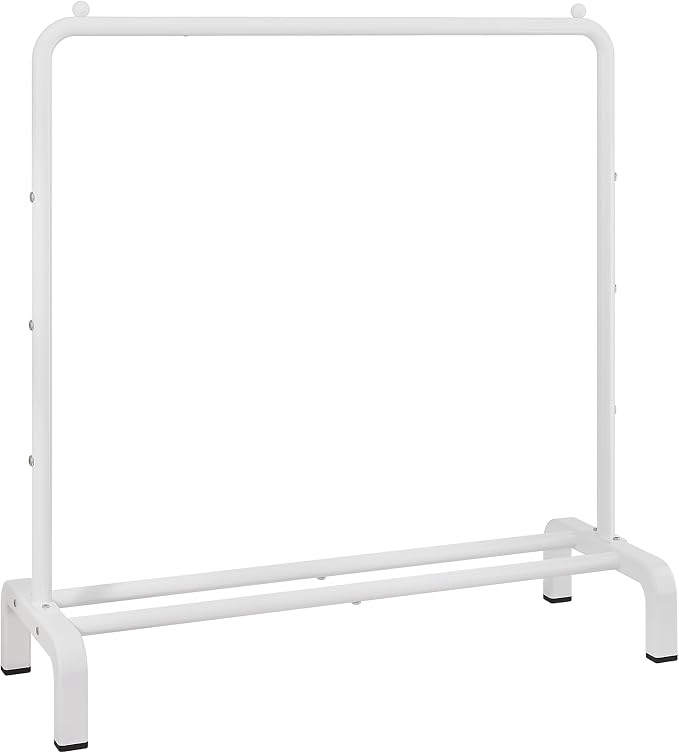 Metal Clothing Rack, 43.3 Inches Clothes Garment Coat Rack with Bottom Shelf for Hanging Skirts, Shirts, Sweaters, White | Metal 43.3 Inches Garment Rack Clothing Clothes Rack with Bottom Shelf for Hanging Clothes Coats Skirts Shirts Sweaters White