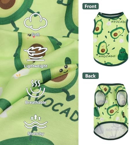 Dog Shirt Vest Dog Clothes for Small Dogs Boy Girl Stretchy Summer Puppy T-Shirts Soft Breathable Lightweight Puppy Sweatshirt Pet Cat Outfit (Avocado, Small)
