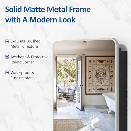 ACEMIRO 24x30 Inch Bathroom Medicine Cabinet with Mirror Metal Framed Recessed or Wall Mounted Mirror Medicine Cabinets for Bathroom Brushed Silver