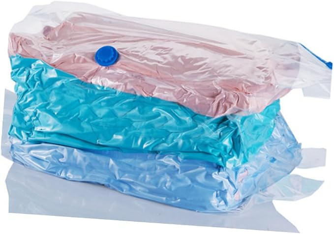 Vacuum Storage Bag Large Capacity PET and PE Household Organizer | Window, Assorted Space Saving Design, for Linens and Blankets, White Color